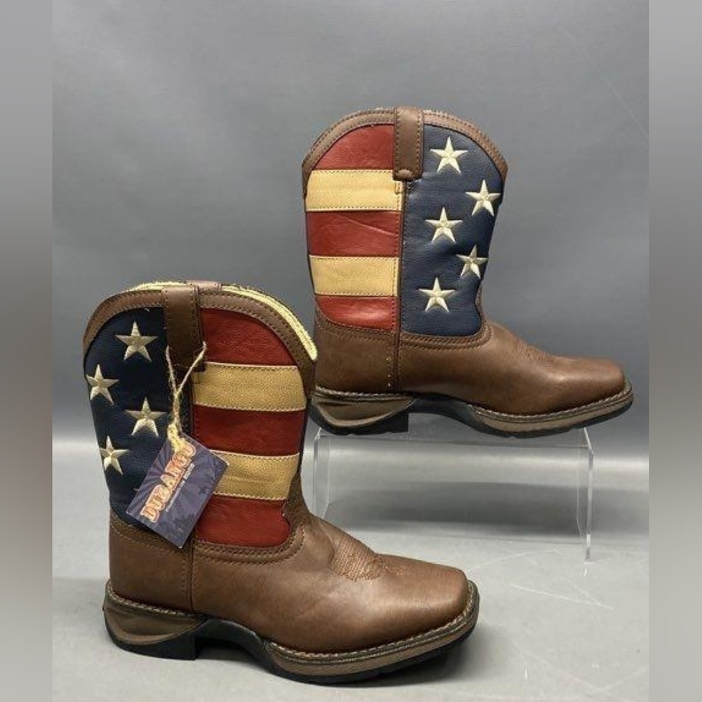 NWT Durango Kids 8" Brown Ametican Cow Boy Western Boots Size 4M - Picture 14 of 14